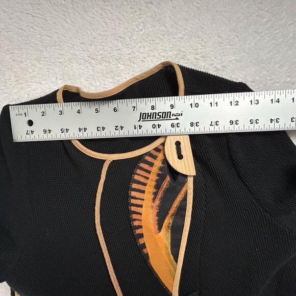 Jaskar Womens Black Knit Hand-Painted Cardigan Sweater Small Art to Wear Buttons - Picture 9 of 13